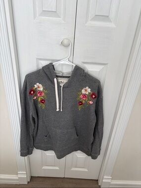 O'Neill Gray Embroidery Hooded Pullover Sweatshirt